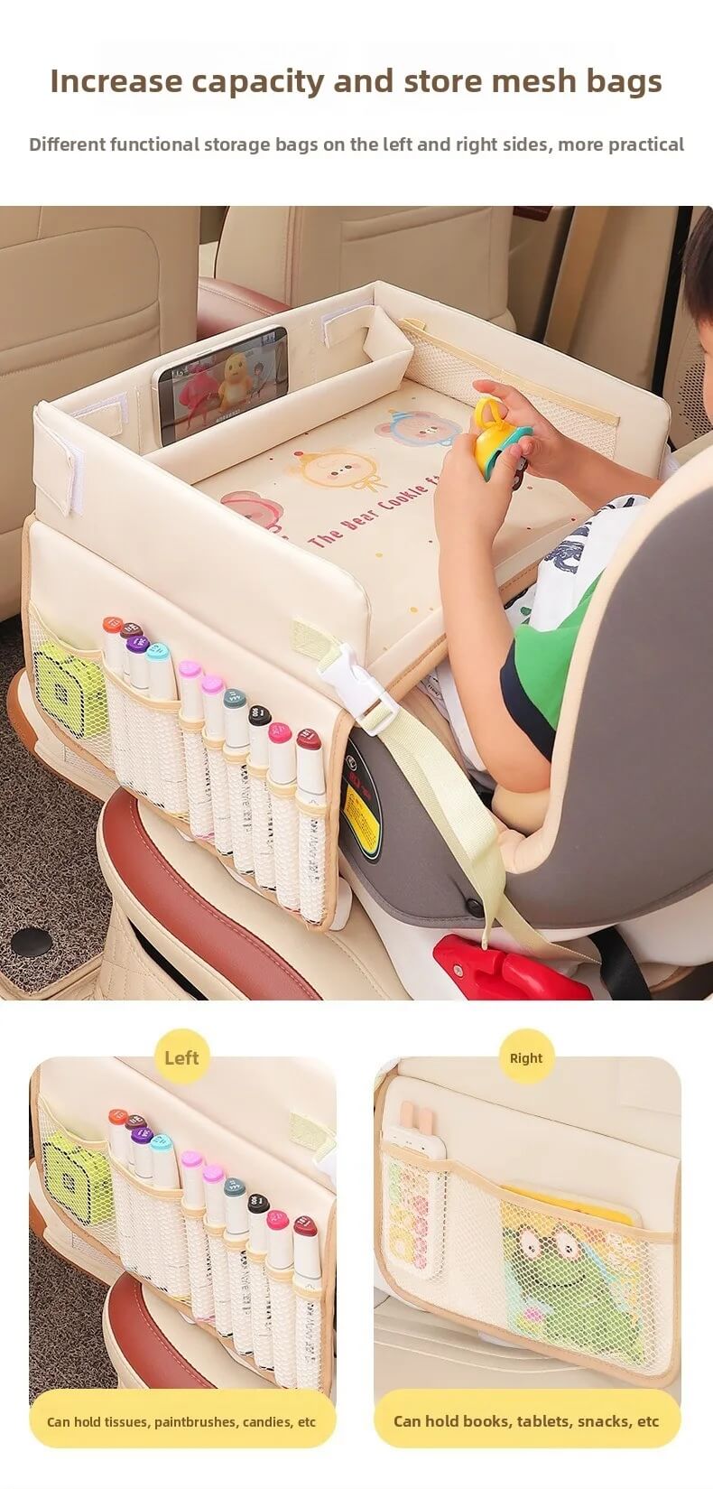Multifunctional Car Seat Travel Tray for Kids