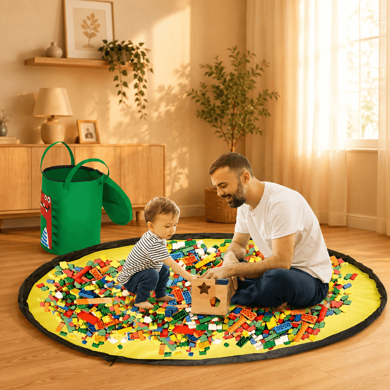 2-in-1 Animal Toy Storage Basket & Play Mat – Quick Clean-Up Organizer
