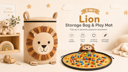 2-in-1 Animal Toy Storage Basket & Play Mat – Quick Clean-Up Organizer